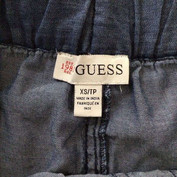 GUESS track pants lightweight blue denim pleated bottom zippers casual jeans XS - Picture 4 of 11